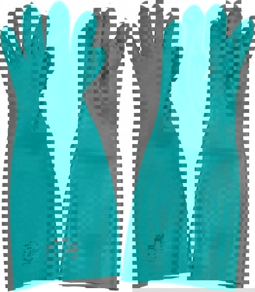 Series 37-185 Chemical Resistant Gloves: Size 2X-Large, 22.00 Thick, Nitrile, Nitrile, Unsupported,